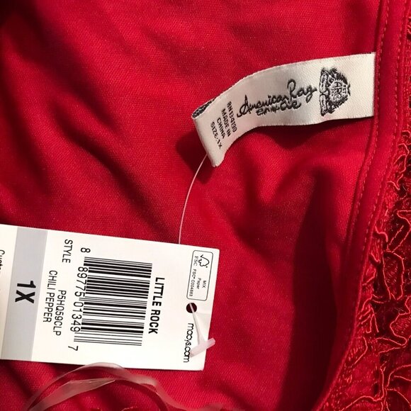 American Rag Plus Size Red Lace Surplice Top NWT 1X - Picture 6 of 6